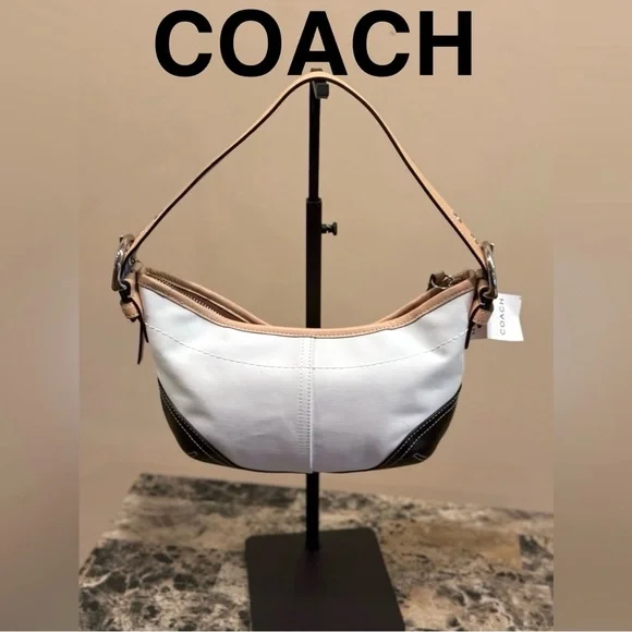Coach 2002 SOHO HOBO bag Twill leather black white tan blue $398 NWT Vintage Y2K - Picture 3 of 17